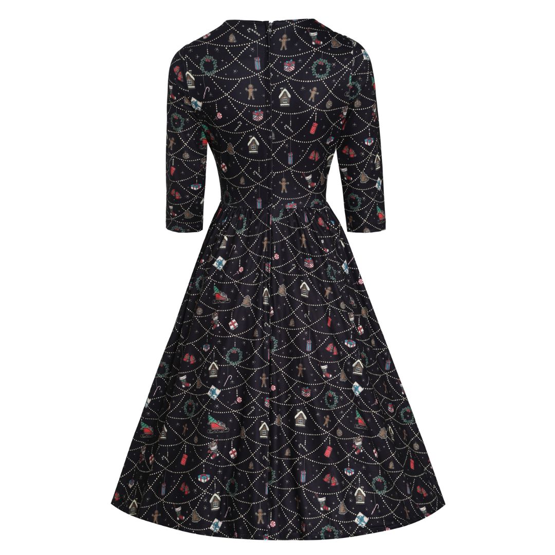 Dolly & Dotty Billy Black Ornament Print Dress - shipping late November