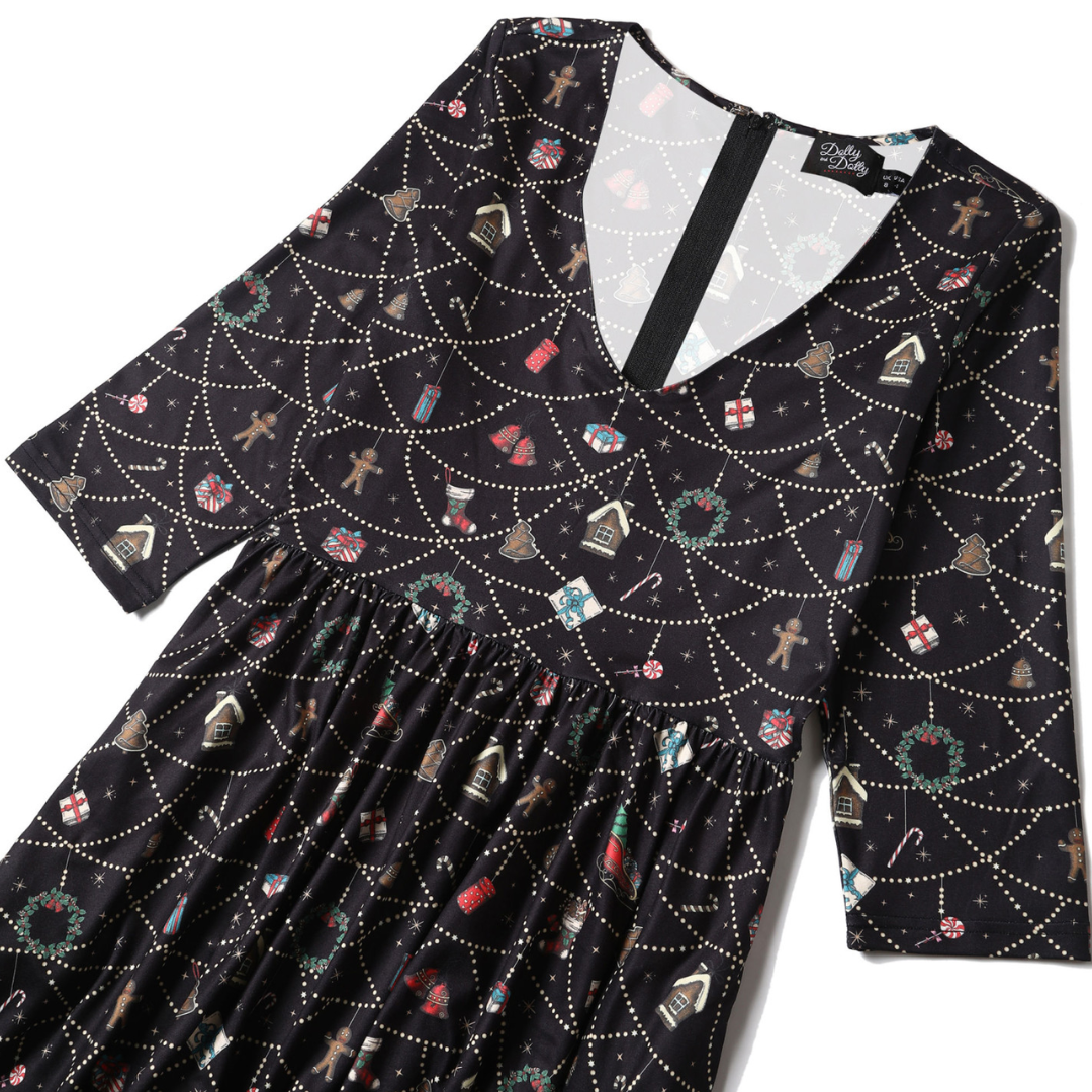 Dolly & Dotty Billy Black Ornament Print Dress - shipping late November