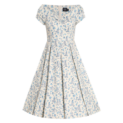 Dolly & Dotty Lily Cream Blue Butterflies Swing Dress