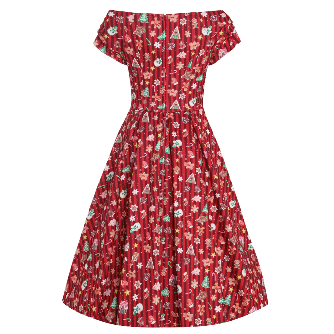 Dolly & Dotty Lily Red Christmas Cookie Print Dress