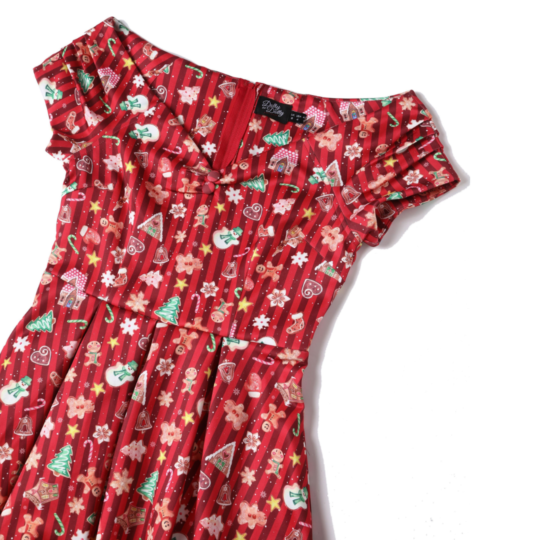 Dolly & Dotty Lily Red Christmas Cookie Print Dress