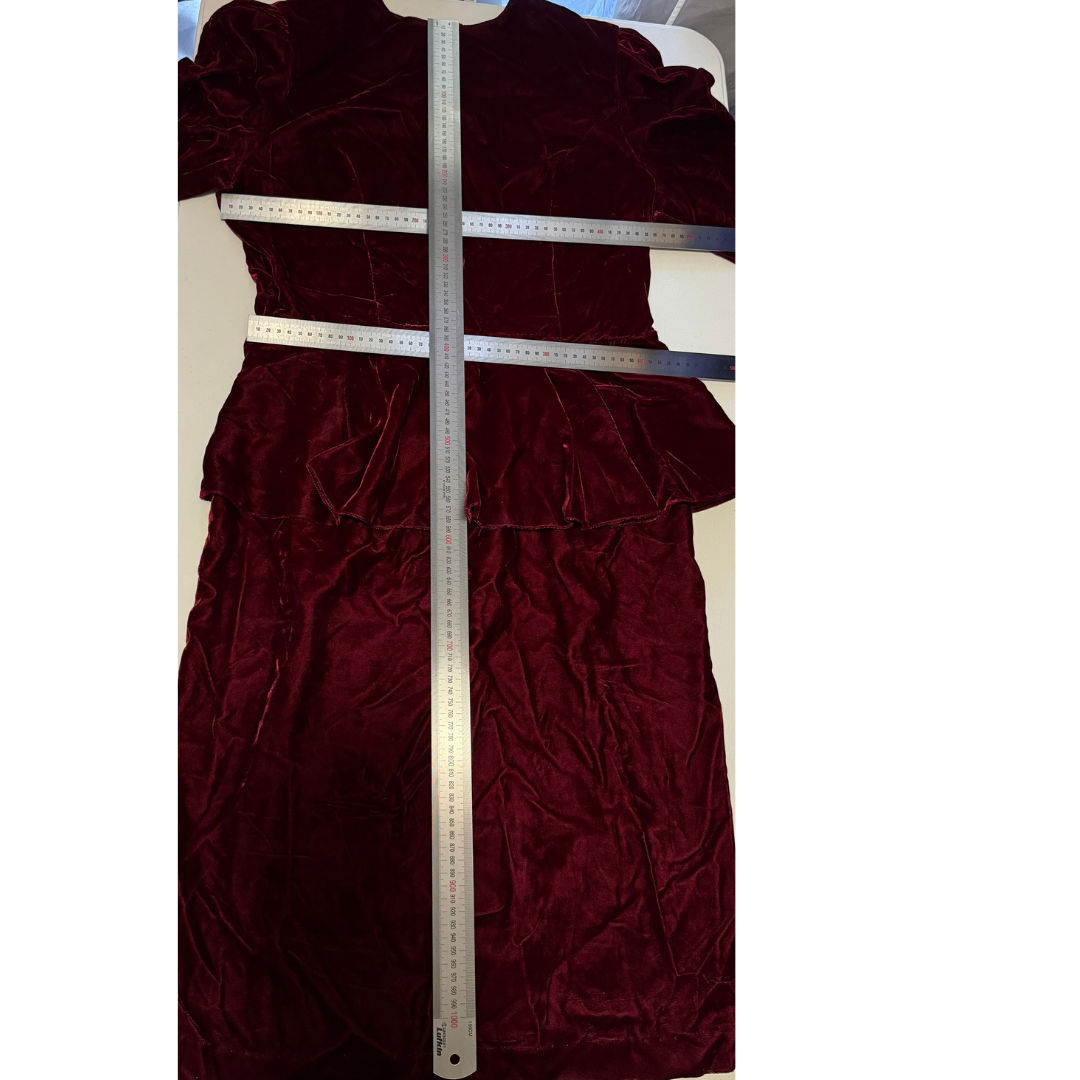 Patty O'Neil Vintage '80s Cranberry Velvet Longline Pencil Dress