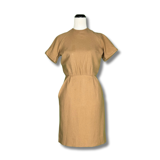 Sue Brett Vintage 60s Tan Wiggle Dress