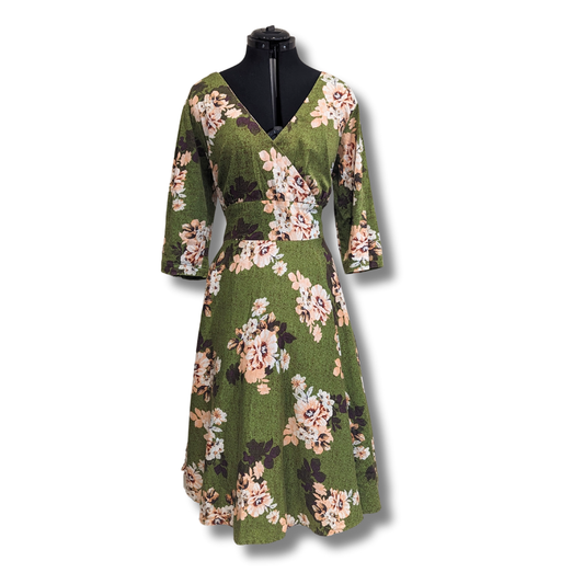 Timeless London Green Floral Fit & Flare Dress