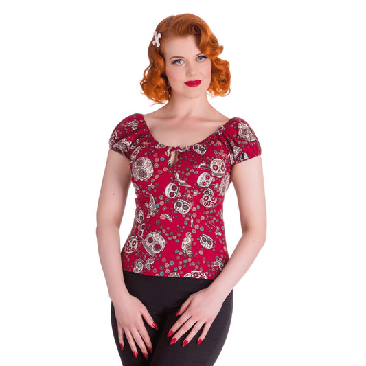 Hell Bunny Red Skull Love Top