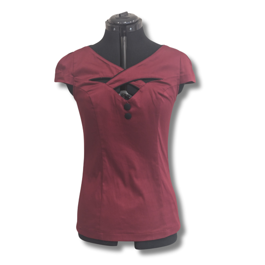 Voodoo Vixen Burgundy Cross Over Top