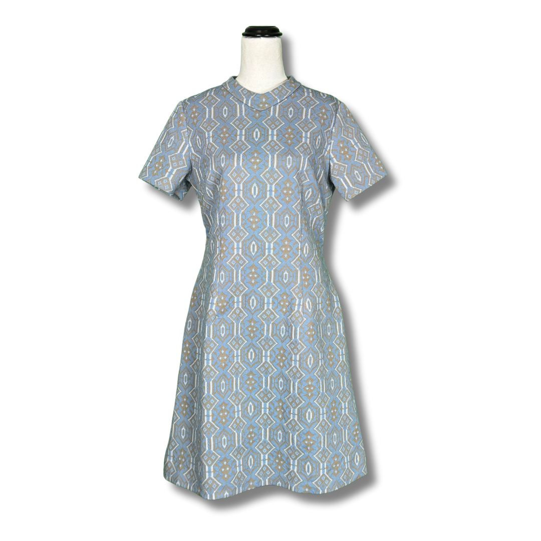 Vintage 1960s Sears Fashions Geometric Print A-line Dress