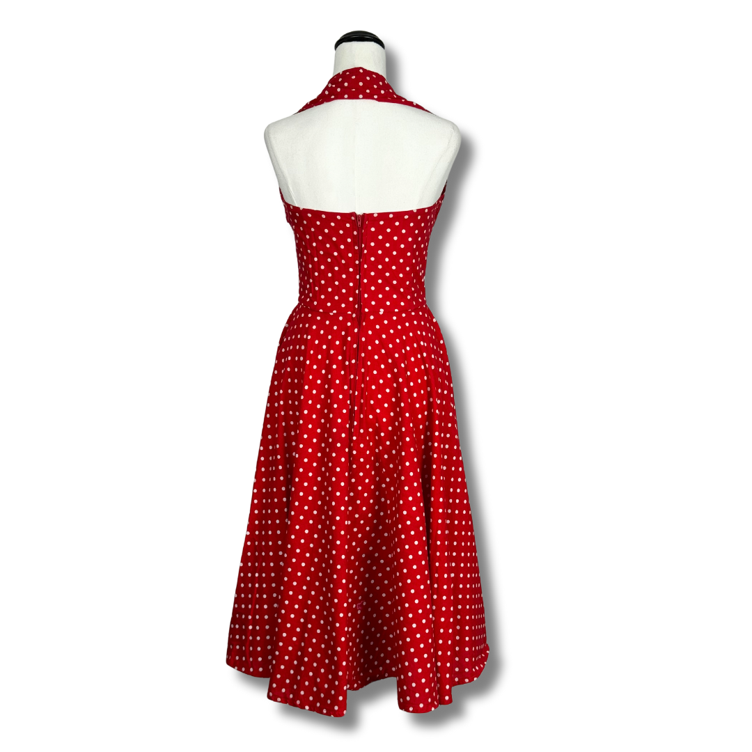 Vivian of Holloway Halterneck Red White Polkadot Dress