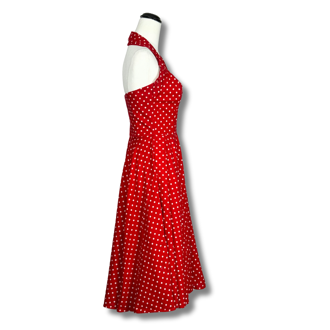 Vivian of Holloway Halterneck Red White Polkadot Dress