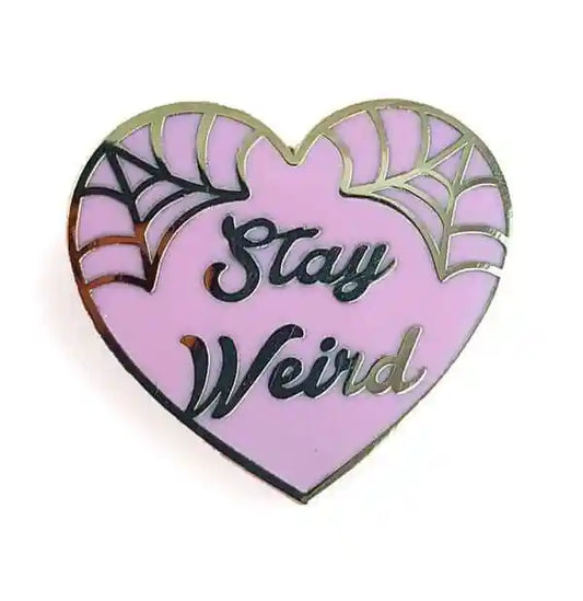 Jubly-Umph Stay Weird Pink Heart Lapel