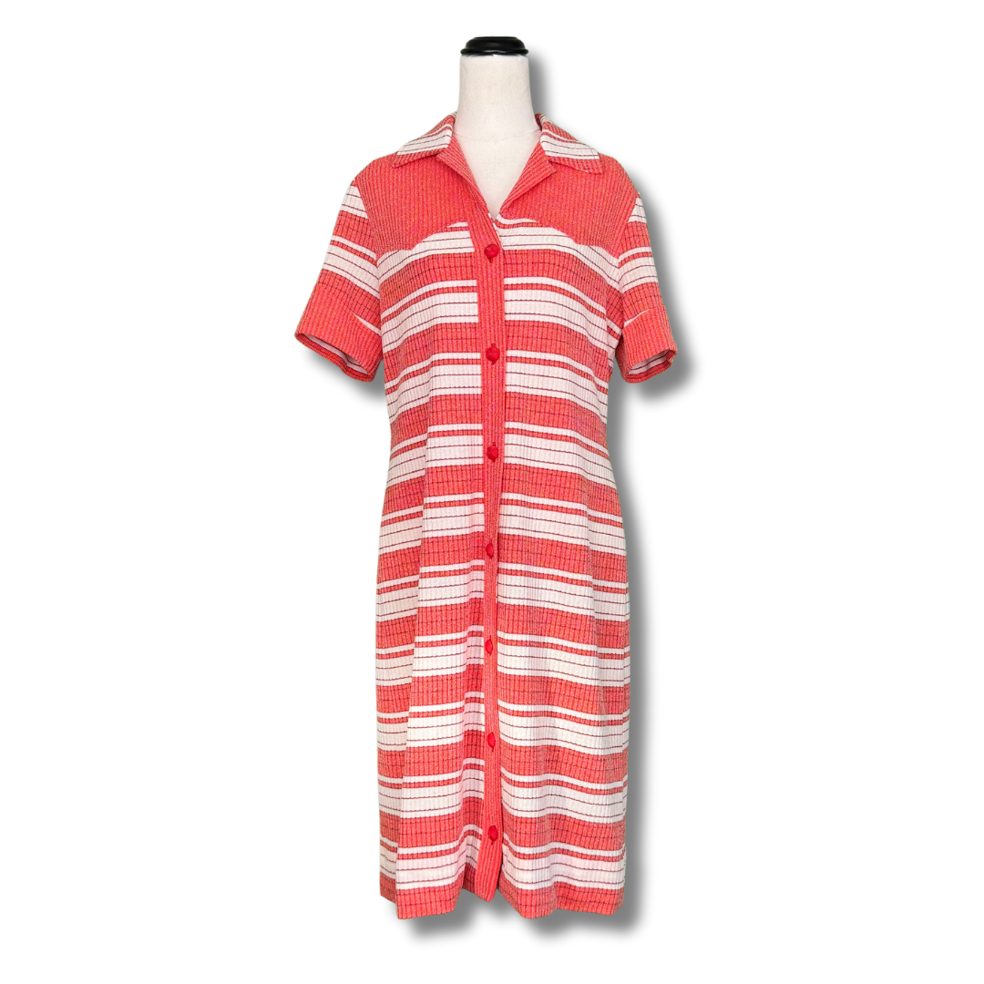 Vintage 1960s Aree NZ Striped Button-Up Shift Dress