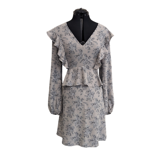 Atmos&Here Grey Floral Peplum Dress