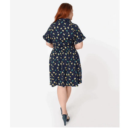 Unique Vintage Navy Avocado Dress