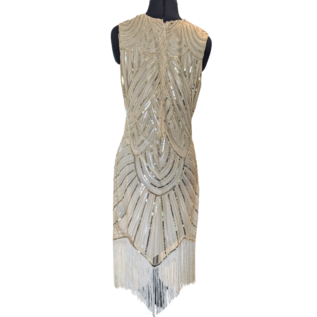 Banned Retro Ivory Beaded Flapper Dress