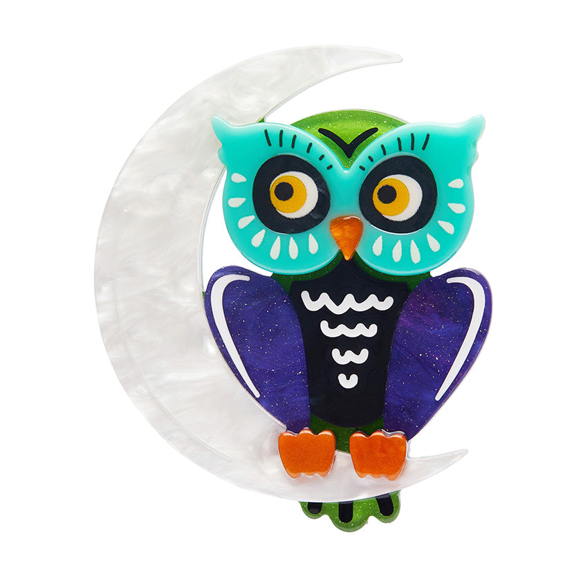 Erstwilder A Moon with a View Owl Brooch