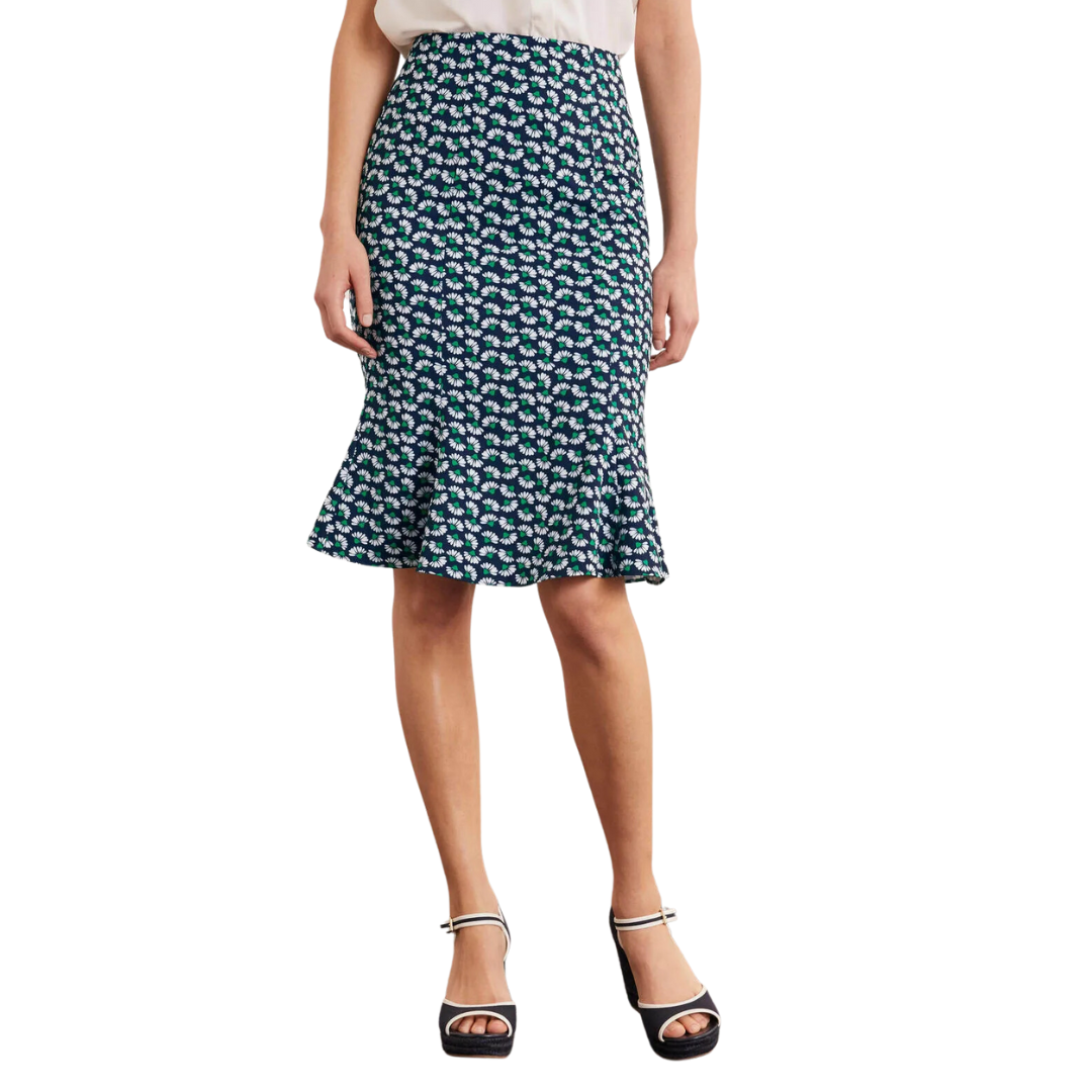 Boden Violet Skirt in Navy Daisy Petals