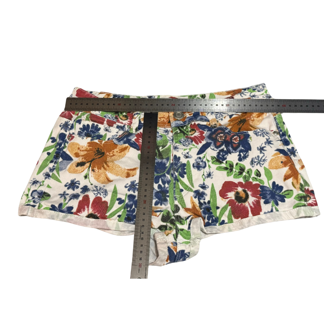 Cosmic Jeans White Floral Booty Shorts