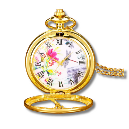 Dragonfly Time Flies Pocket Watch