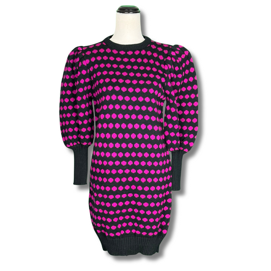 Dressy Tessy 1980s Black with Pink Dots Sweater Dress