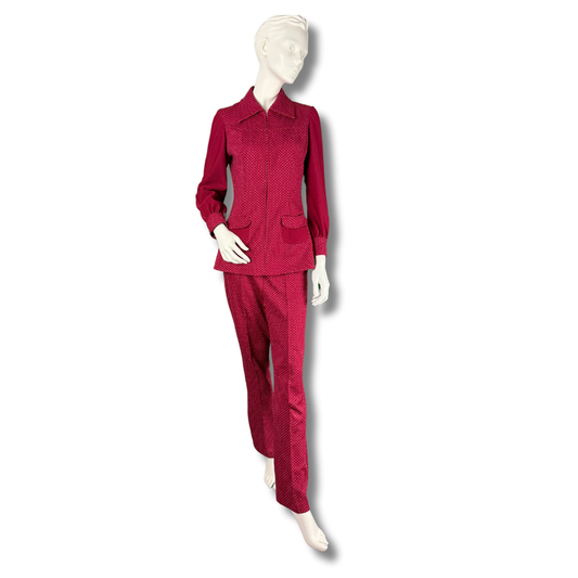 Vintage 1970s Handmade Red Pants Suit