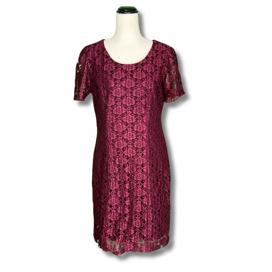 Handmade Vintage 1980s Burgundy Lace Shift