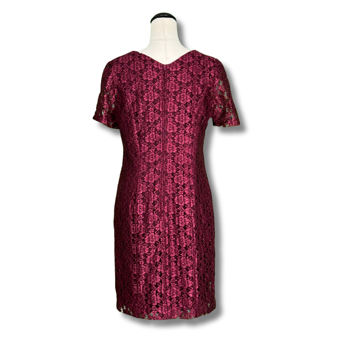 Handmade Vintage 1980s Burgundy Lace Shift