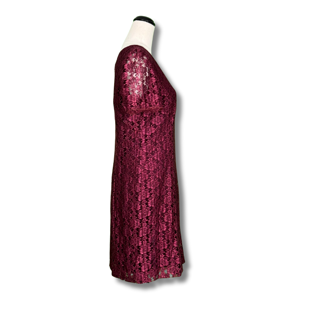 Handmade Vintage 1980s Burgundy Lace Shift