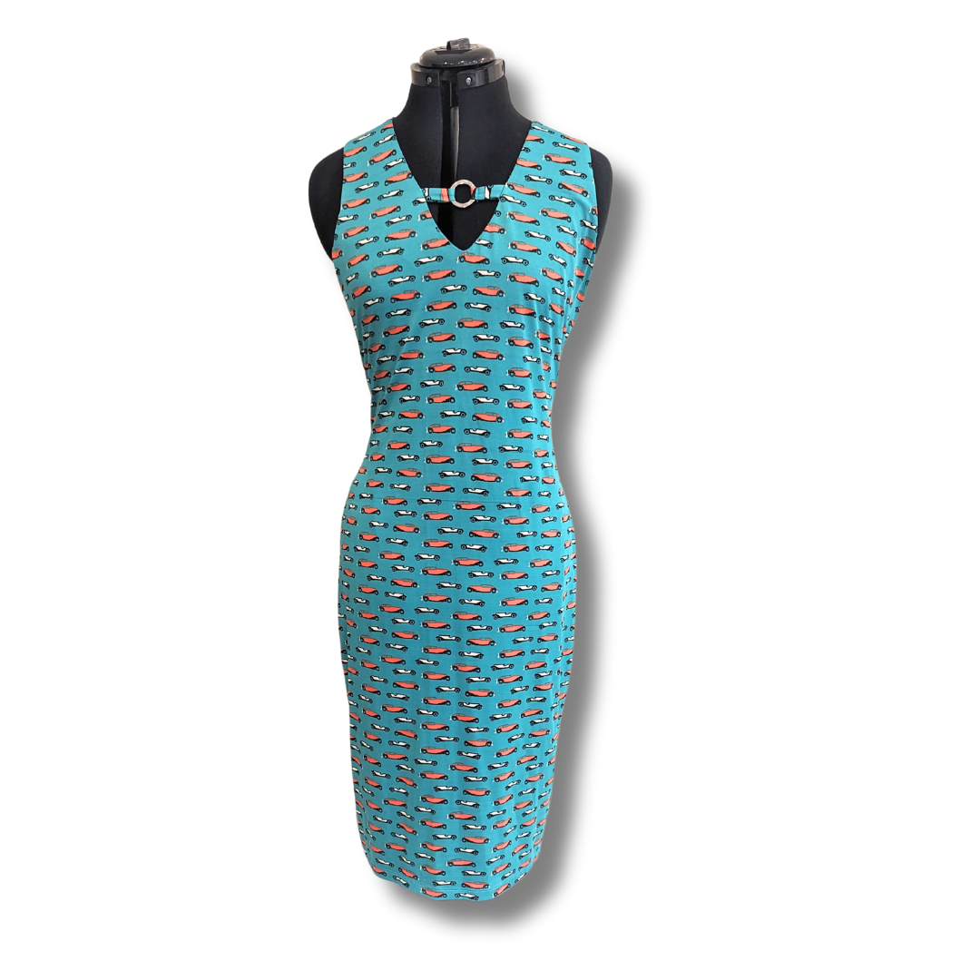 Bettie Page by Tatyana Aqua Hot Rod Wiggle Dress