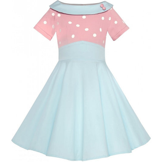 Dolly & Dotty Kids Pink & Blue Darlene Dress Size 3-4