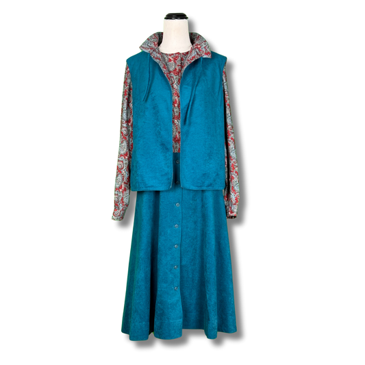 Leon Cutler Vintage 1970s Dress and Vest Set