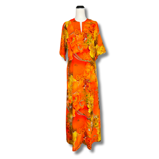 Liberty House of Hawaii Vintage 60s Orange Maxi Dress