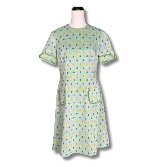 Mary Harnes Vintage 1960s Green Shift Dress