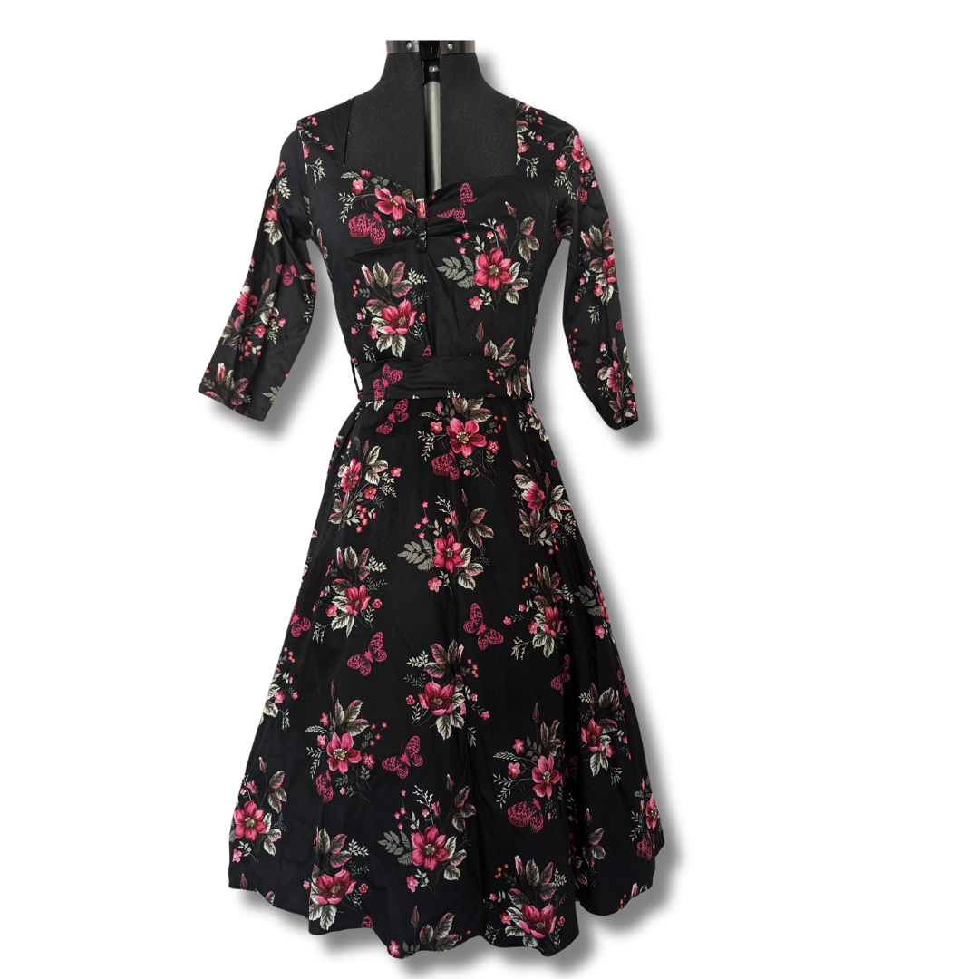 Lady V London Maria Dress in Black & Butterflies