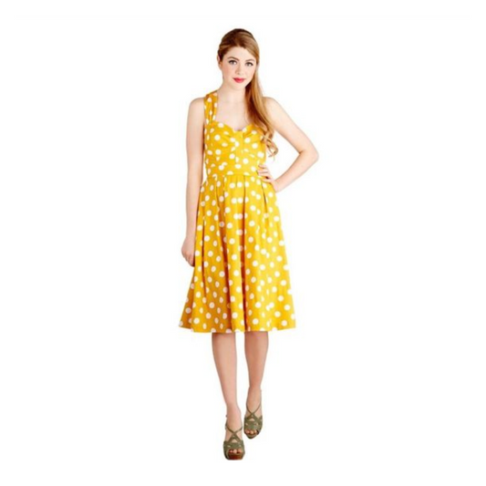 Modcloth x Myrtlewood of California Yellow Crossback Fit & Flare Dress