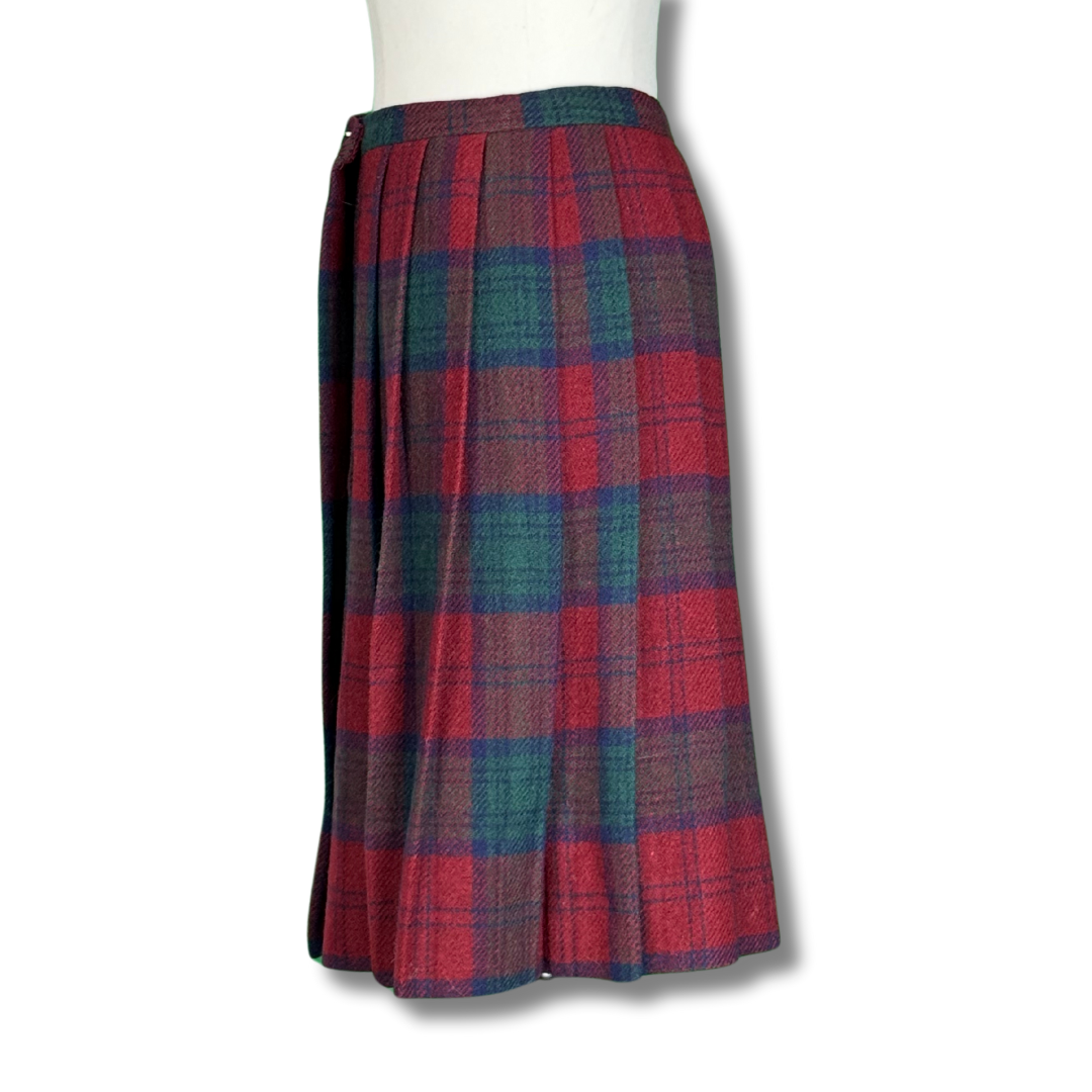 Vintage 1970s Red & Green Plaid Skirt