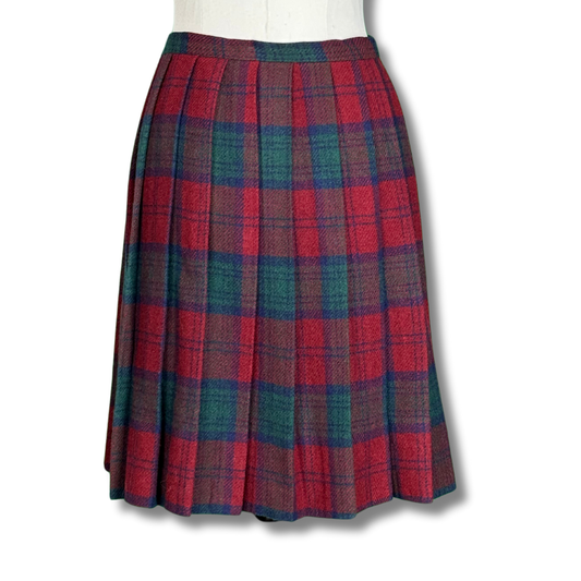 Vintage 1970s Red & Green Plaid Skirt