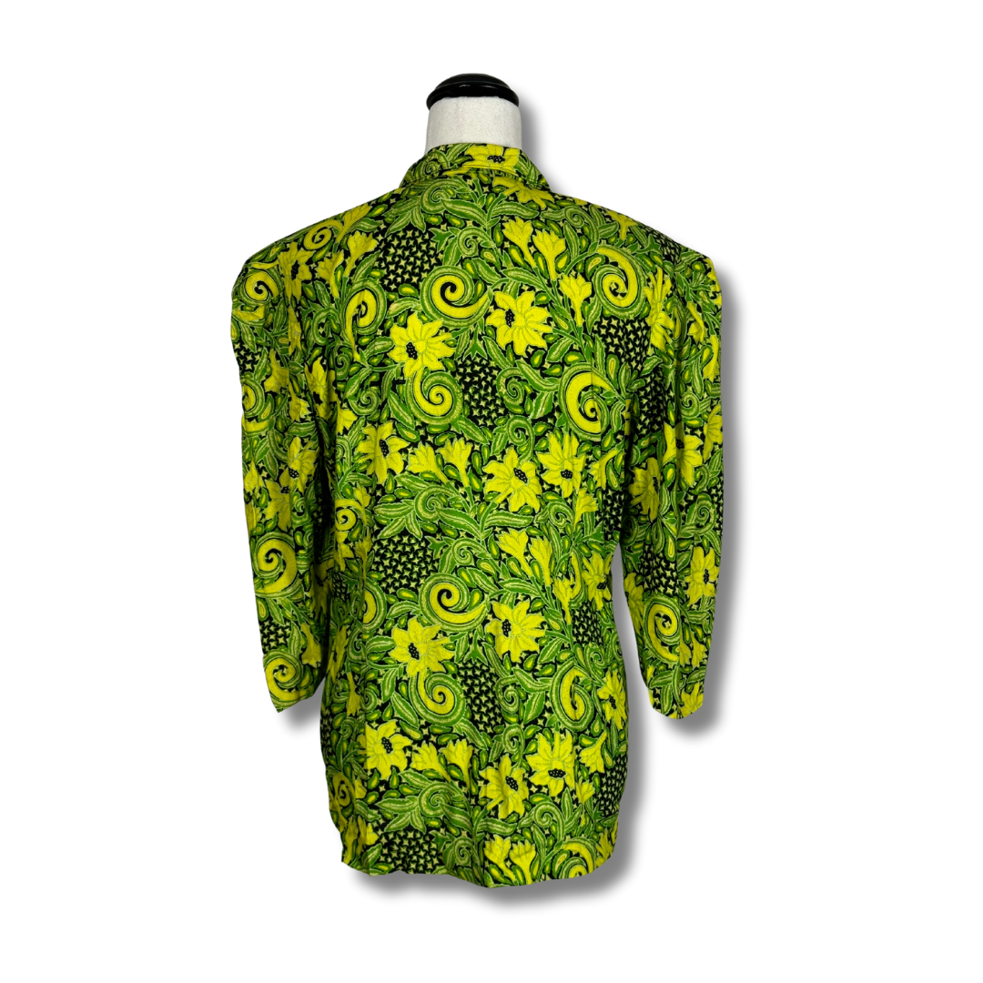 Stanely 70s Yellow & Green Patterned Blouse