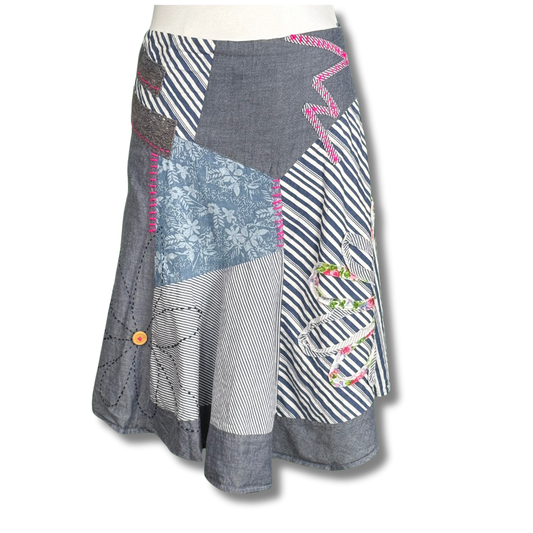 Patchworked Grey Aline Skirt