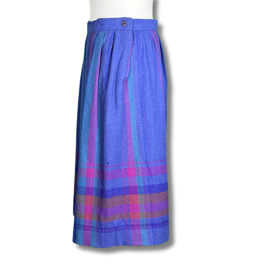 Pendleton 1970s Vintage Woollen Purple Plaid Skirt