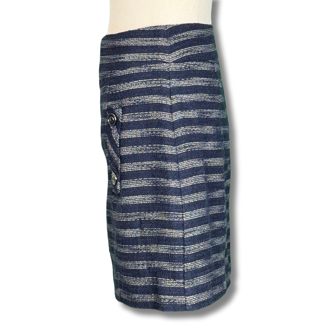 Review Vintage 2000s Navy Striped Mini Skirt