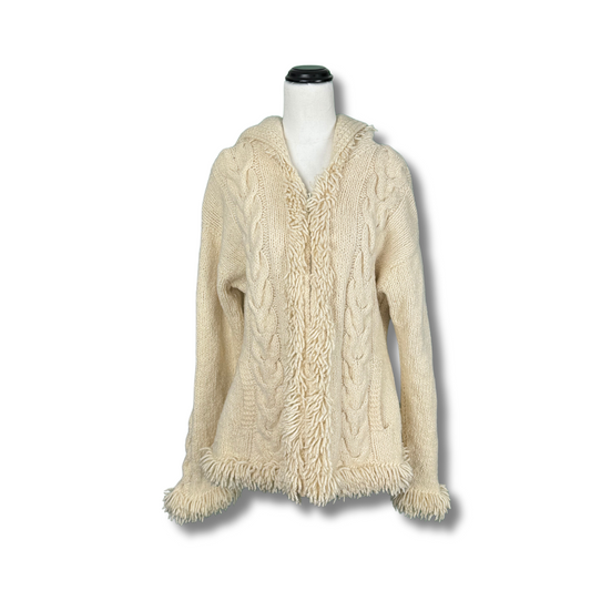 Vintage 1970s Amano Knit Shaggy Cable Hoodie