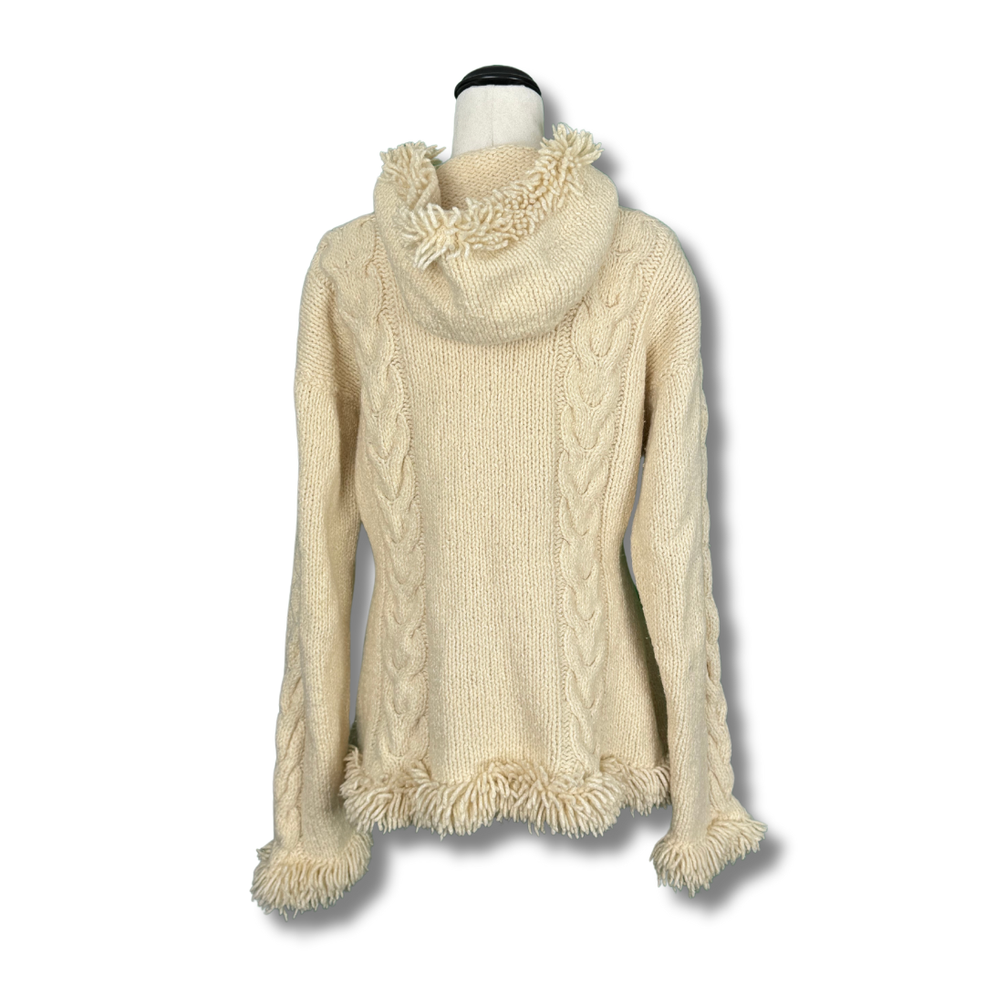 Vintage 1970s Amano Knit Shaggy Cable Hoodie