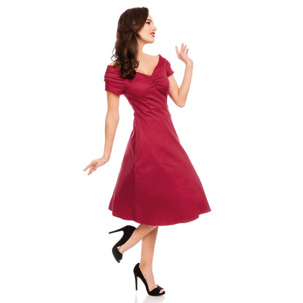 Dolly & Dotty Lily Off Shoulder Evening Dress in Burgundy