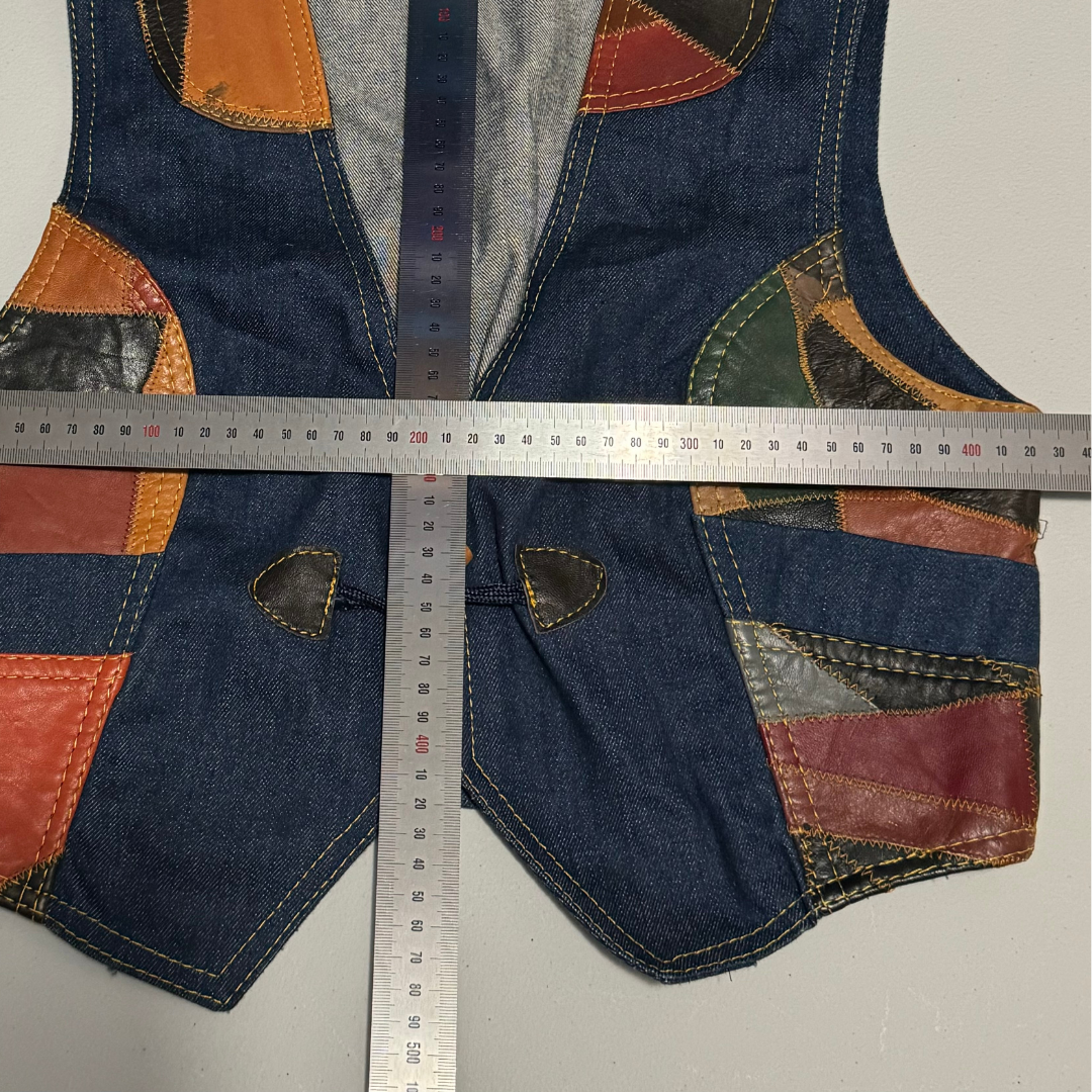 Reproduction 70s Leather & Denim Vest