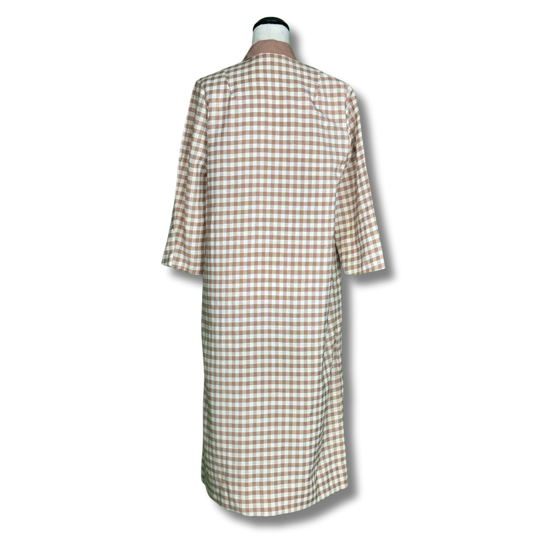 Vicky Vaughn Junior Tan Checkered Shirt Dress