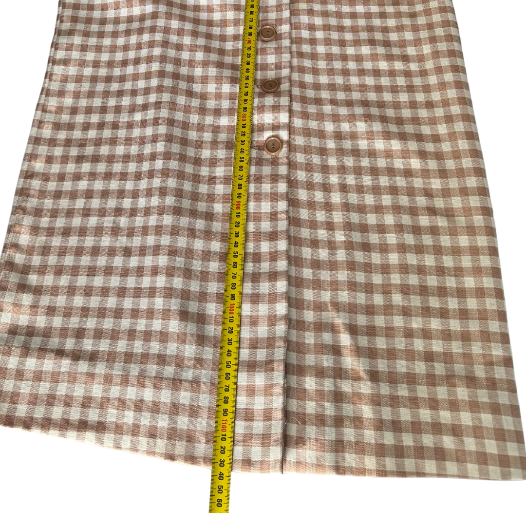 Vicky Vaughn Junior Tan Checkered Shirt Dress