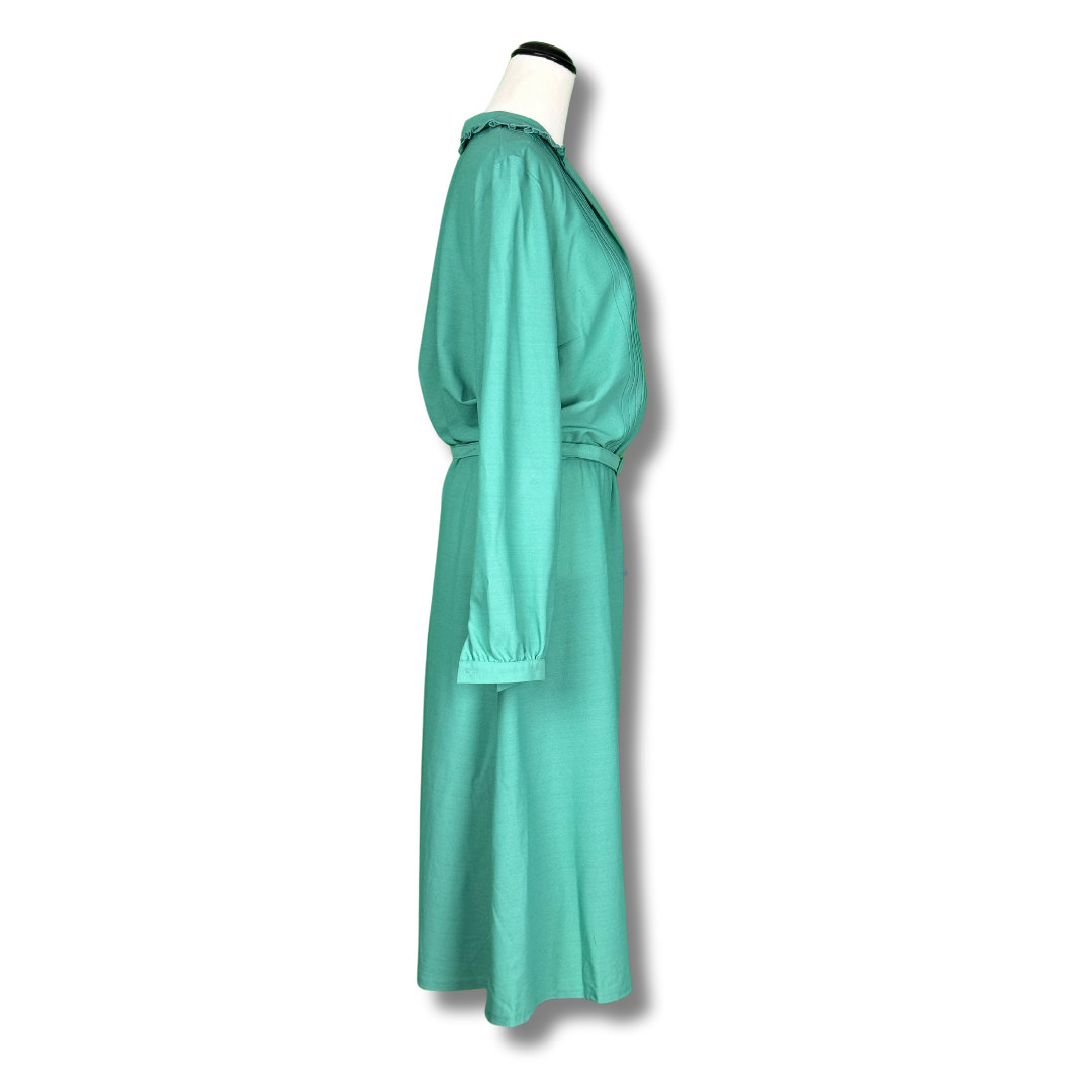 Zora Melbourne Vintage 1970s Mint Green Shirt Dress with Belted Waist