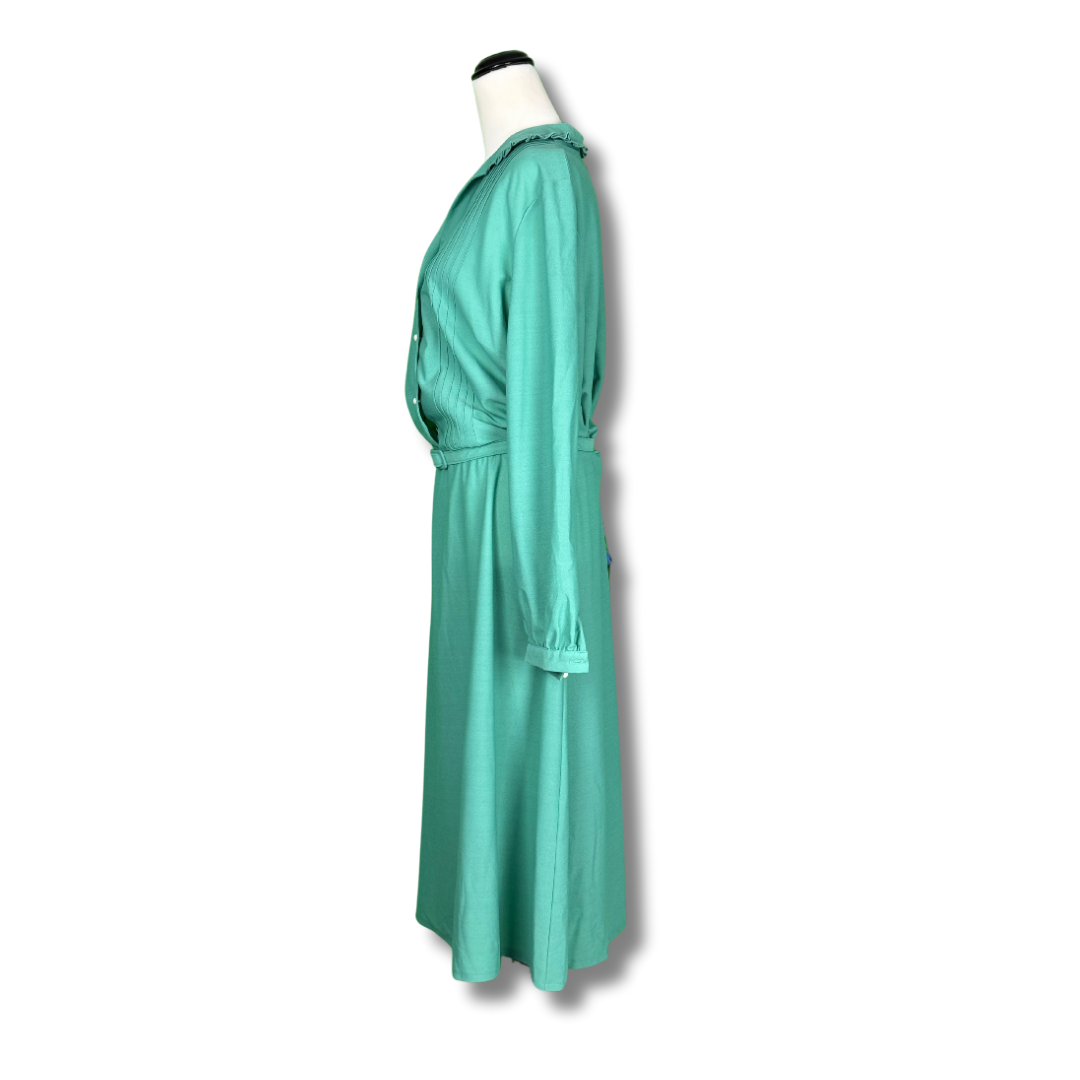 Zora Melbourne Vintage 1970s Mint Green Shirt Dress with Belted Waist